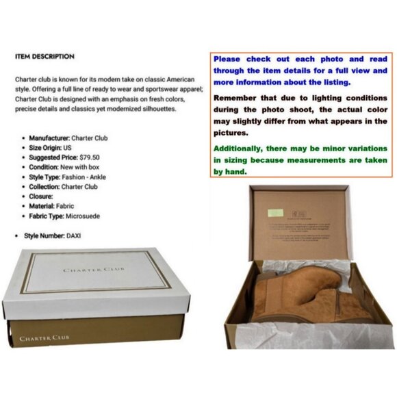 Charter Club Women Daxi Microsuede Camel Micro Ankle Boots (Size: 9 Medium) NiB - Picture 8 of 16